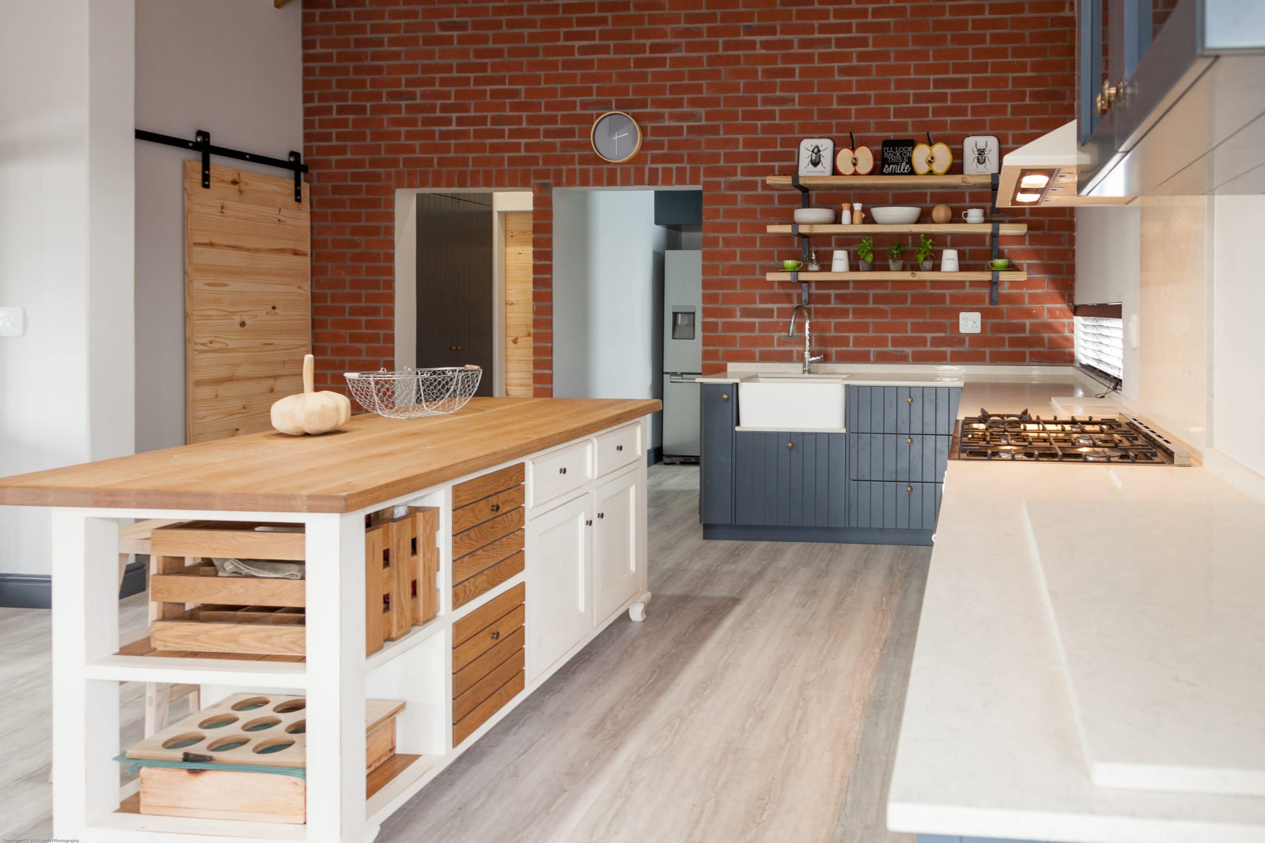 modern farm style kitchen sliding wooden door wood finish langebaan